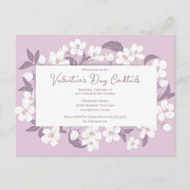 Convite Floral Rosa para namorados (Frente)