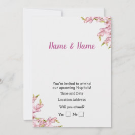 Convite Floral Rosa Personalizável