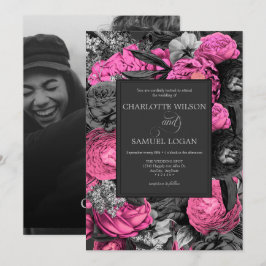 Convite Floral Rosa Preto | Casamento de Fotografias a Pre