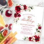 Convite Floral Rosa-Rosa-aniversário de 40 anos do<br><div class="desc">Novo para primavera e verão de 2024. Rosas vermelhas elegantes e peônias cor-de-rosa decoram um tradicional design floral. A caligrafia clássica denota o aniversário do marco. O convite é fácil de personalizar. É parte da coleção de Peony de Rosa vermelha e Rosa que contém modelos de convite, sinais de boas-vindas,...</div>