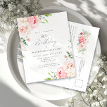 Convite Floral Rosa Rosa-Rosa do Partido aniversár<br><div class="desc">Um convite de festas bonito e feminino para celebrar um aniversário de 40 anos no estilo elegante. Este design floral é junto com uma armação de peônias cor-de-rosa encantadoras e verde.</div>