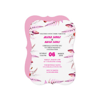 Convite Floral Rose Wedding Invitation: Blush Pink