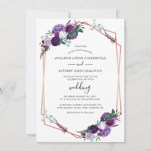 Convite Floral Roxo Botânico Casamento Elegante