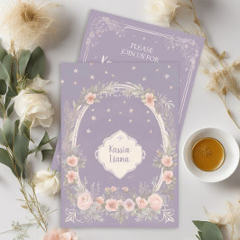 Convite Floral Roxo e Rosa Bege Caprichoso