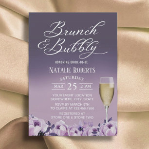 Convite Floral Roxo Elegante de Chá de panela Brunch