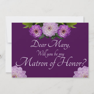 Convite Floral Roxo Será Minha Matriz de Honra?