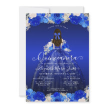 Floral Royal Blue Princesa Vestido Gor Quinceanera