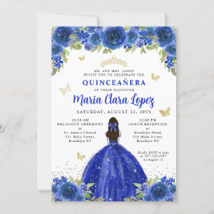 Convite Floral Royal Butterfly Princesa Quinceanera