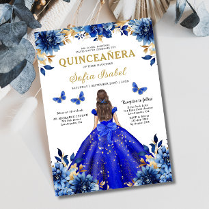 Convite Floral Royal Butterfly Princesa Quinceanera