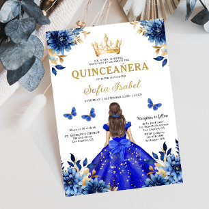 Convite Floral Royal Butterfly Princesa Quinceanera