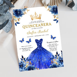 Convite Floral Royal Butterfly Princesa Quinceanera