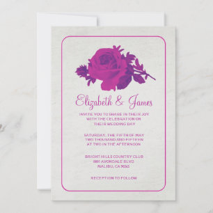 Convite Floral Russo/Convites De Casamento De Flor Fuchsia