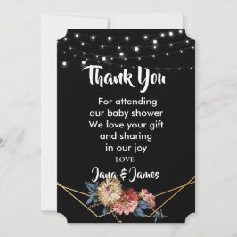 Convite Floral Russo Magnolia String Luzes te obrigado