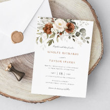 Floral Rust Ivory Cream Casamento outono Greenery