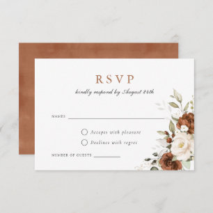 Convite Floral Rust Pumpkin Greenery Casamento outono RSVP