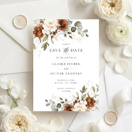 Convite Floral Rust Verde Casamento Salve a Data