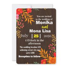 Convite Floral Rustic para Casamento com Wooden