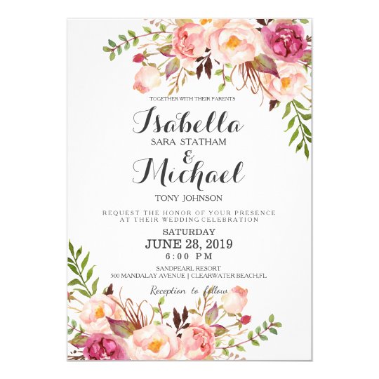 Convite floral rústico do casamento | Zazzle.com.br