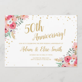 Convite Floral Rústico para Bodas de Ouro 50 Anos