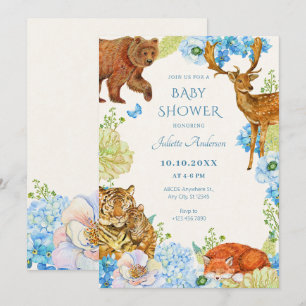 Convite Floral safari lenhário chá de fraldas natural