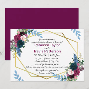Convite Floral Sangue Mod Plum - Chá de casamento Casal