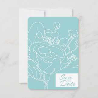 Convite Floral Save the Date (Verde Oceano)