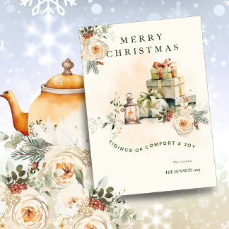 Convite Floral Seasonal Christmas Greetings Car