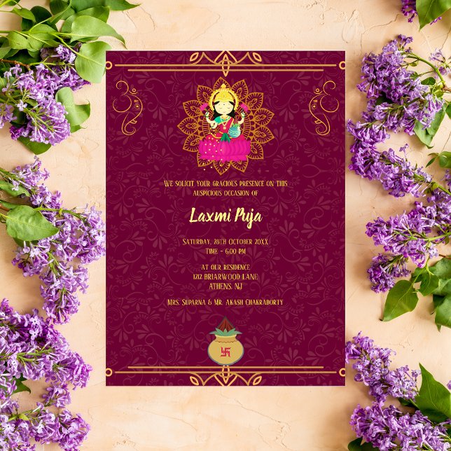 Convite Floral Shree Laxmi Puja (Criador carregado)