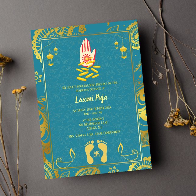 Convite Floral Shree Laxmi Puja (Criador carregado)