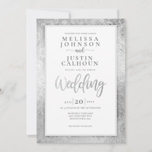 Convite floral Silver Damask