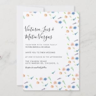 Convite Floral Silvestre de Folhagens Aquarela Casamento