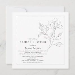 Convite Floral simples de Chá de panela preto e branco