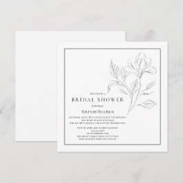 Convite Floral simples de Chá de panela preto e branco