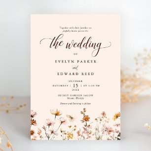 Convite Floral Simples do casamento outono