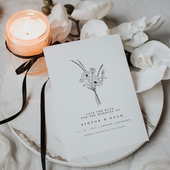 Convite Floral Simples Moderno Elegante Salve A Placa De D (Criador carregado)