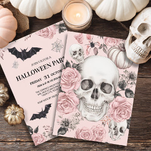 Convite Floral Skull Halloween