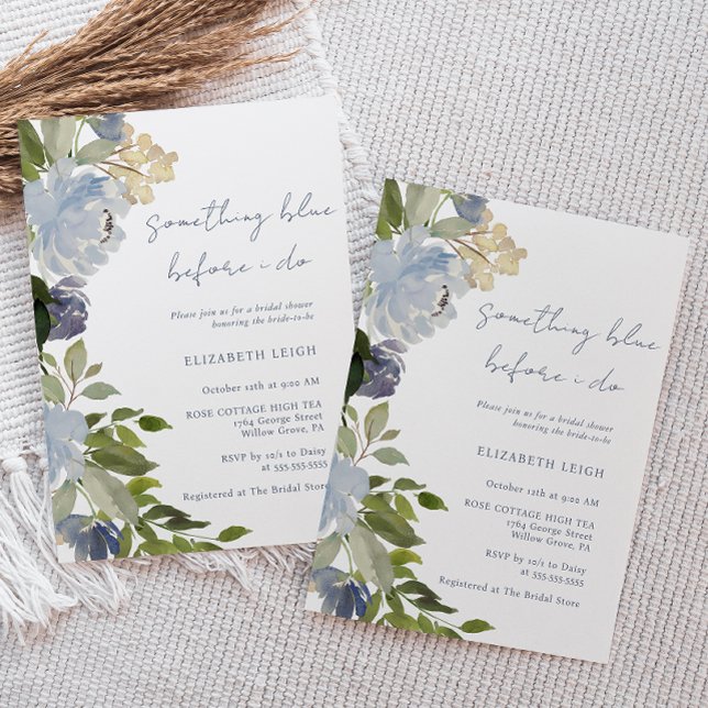 Convite Floral Something Blue Before I Do Bridal Shower  (Criador carregado)