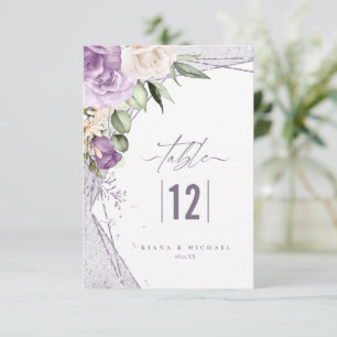 Convite Floral Sparkles Wedding Table Number Mauve ID889
