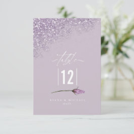 Convite Floral Sparkles Wedding Table Number Mauve ID889