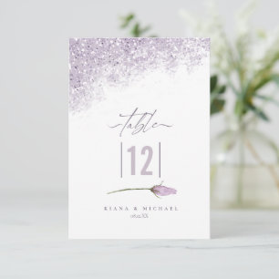 Convite Floral Sparkles Wedding Table Number Mauve ID889