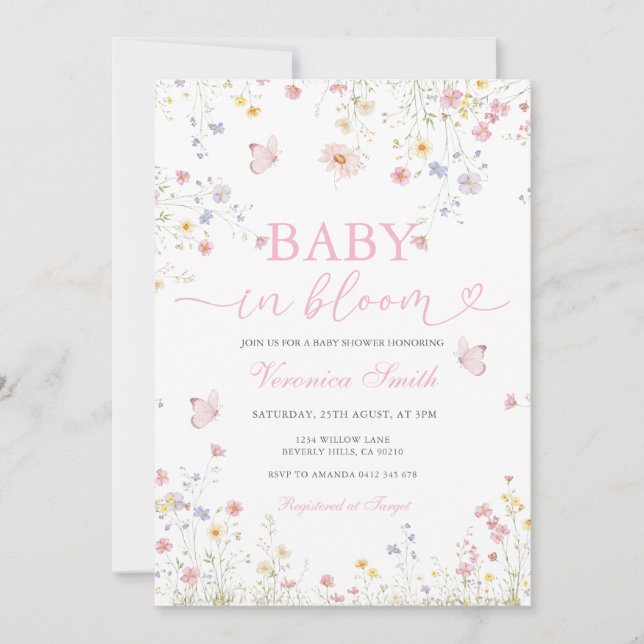 Convite Floral Spring Baby in Bloom Baby Shower Invitation (Frente)
