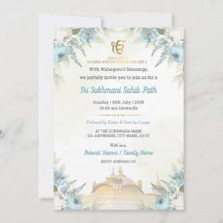 Convite Floral Sri Sukhmani Sahib Path Invitation