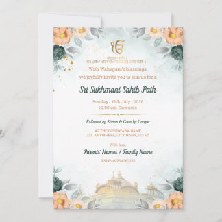 Convite Floral Sri Sukhmani Sahib Path Invitation
