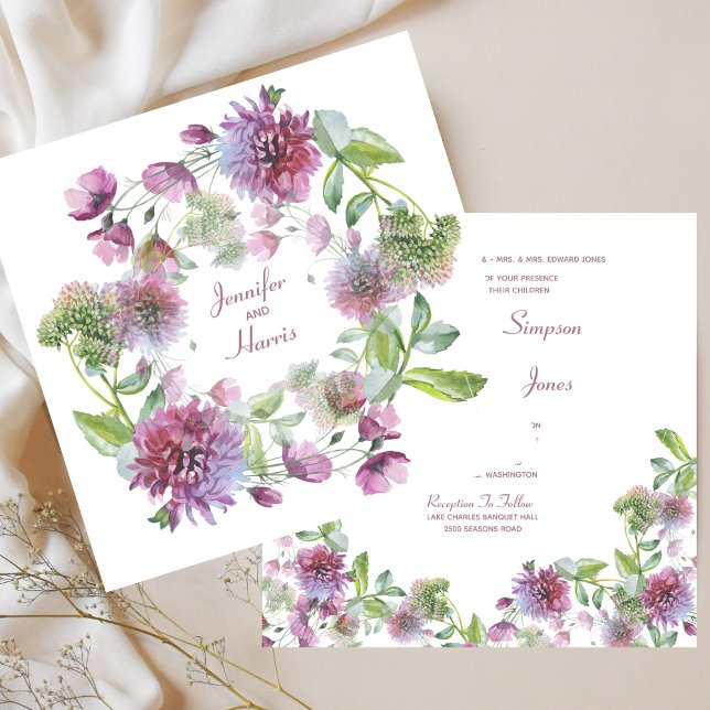 Convite Floral Suave de Casamento (Soft Purple Floral Summer Wedding Invitation)