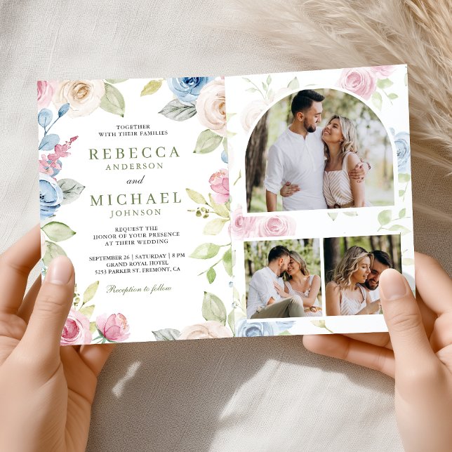 Convite Floral Suave de Primavera em um Código QR de Casam (Criador carregado)