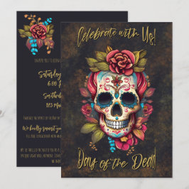 Convite Floral Sugar Skull Day of the Dead English