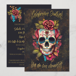 Convite Floral Sugar Skull Día de los Muertos Espanha