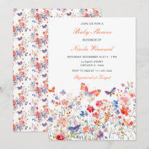 Floral Summer Butterfly Chá de fraldas