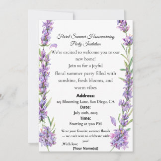 Convite Floral Summer Housewarming Party Invitation