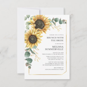 Convite Floral Sunflower Eucalyptus Brunch com Noiva